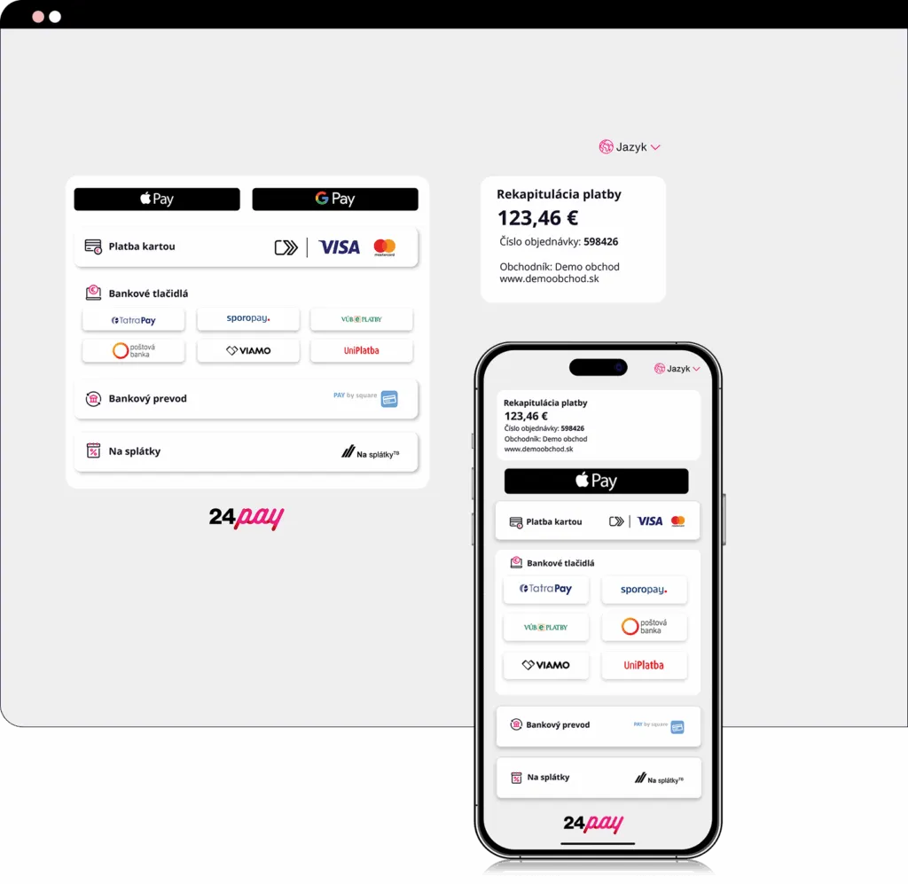 Platobná brána 24pay na smartfóne a NTB